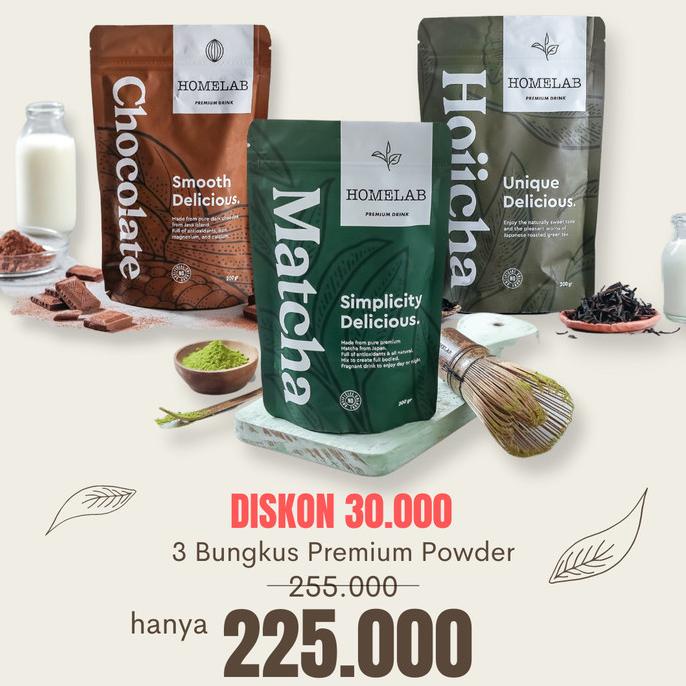 

Paket Bubuk Matcha / Chocolate / Hojicha (3 Bungkus Bisa Campur) | Minuman
