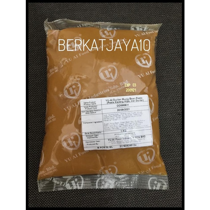 

Yu Ai Durian Mung Bean Paste Filling Kacang Hijau Durian 1 Kg