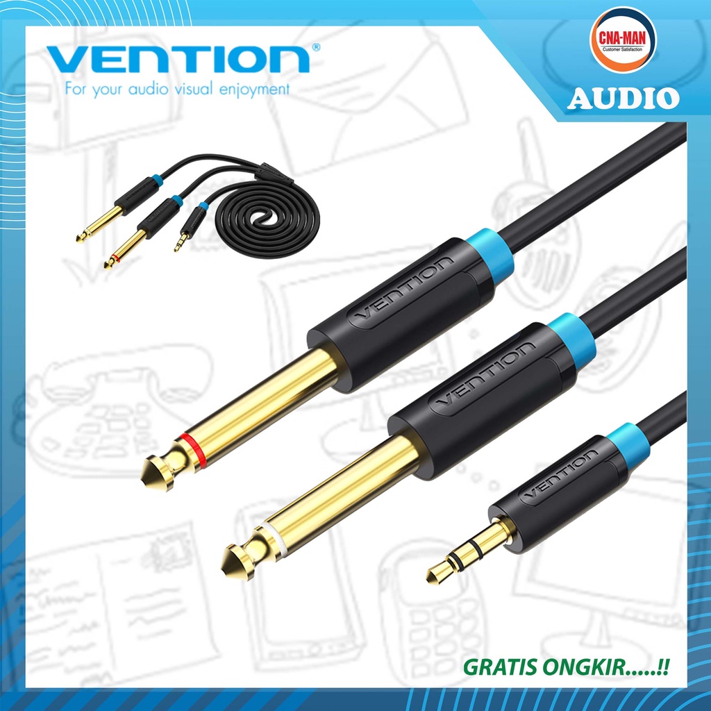 Vention Kabel Aux Splitter 3.5mm Male to 2x 6.5mm Male Mic 1M 1.5M