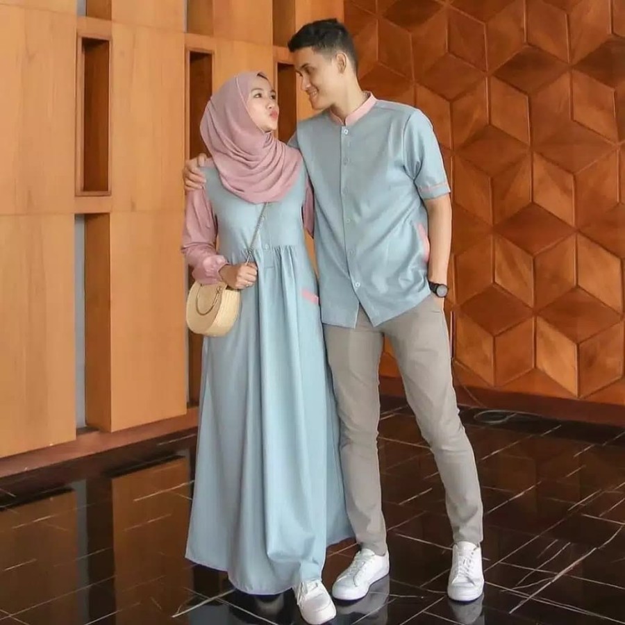 [ BISA COD ] Arsya Couple Baju Gamis Pasangan Cp Syari Edisi Lebaran 2021 Fashion Muslim Terlaris