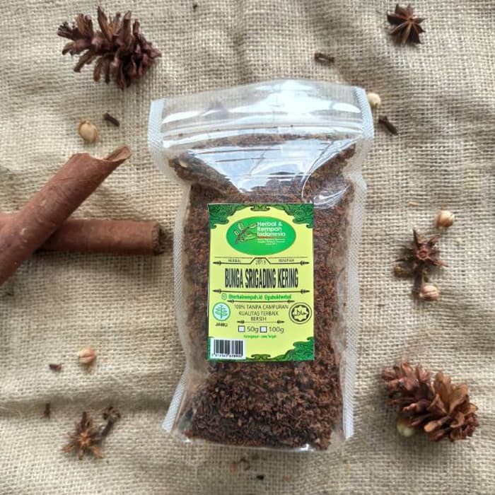 OBAT HERBAL, OBAT TRADISIONAL BUNGA SRIGADING KERING - 50 GR GRADE A