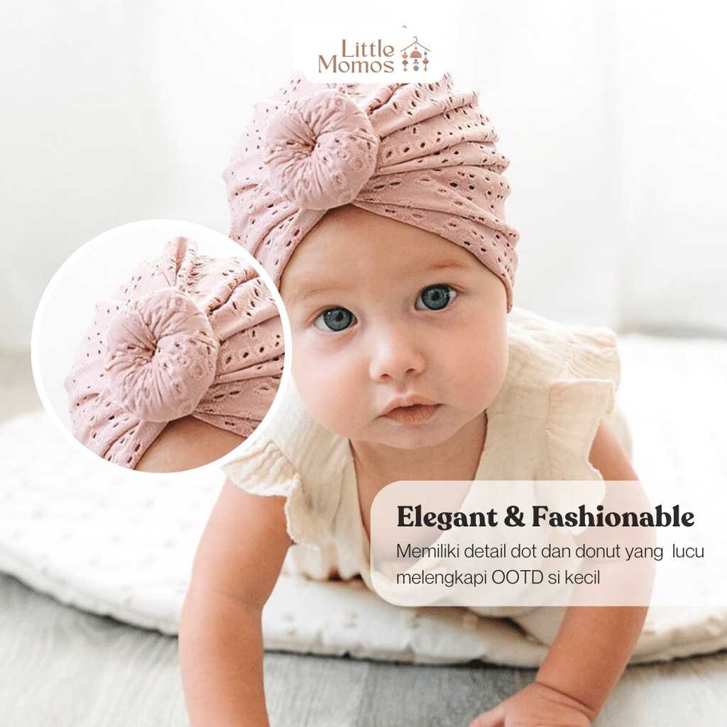 Little Momos Turban Anak Bayi Donut Dot 0-2 tahun - Bandana Bayi Perempuan