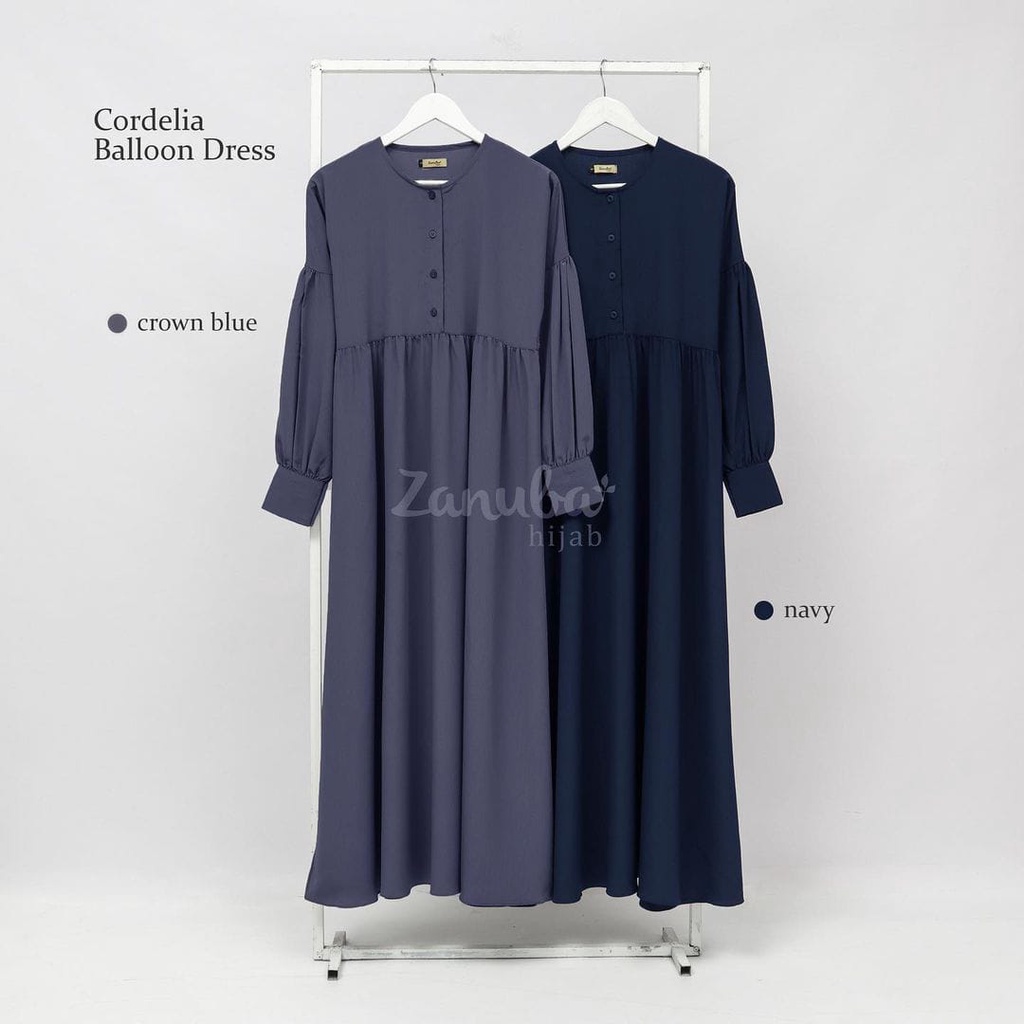 CORDELIA BALLOON GAMIS DRESS by ZANUBA klambieakwhat BISA COD | crinkle bahan kusut ironless halus lembut flowy adem ringan busui wudhu friendly