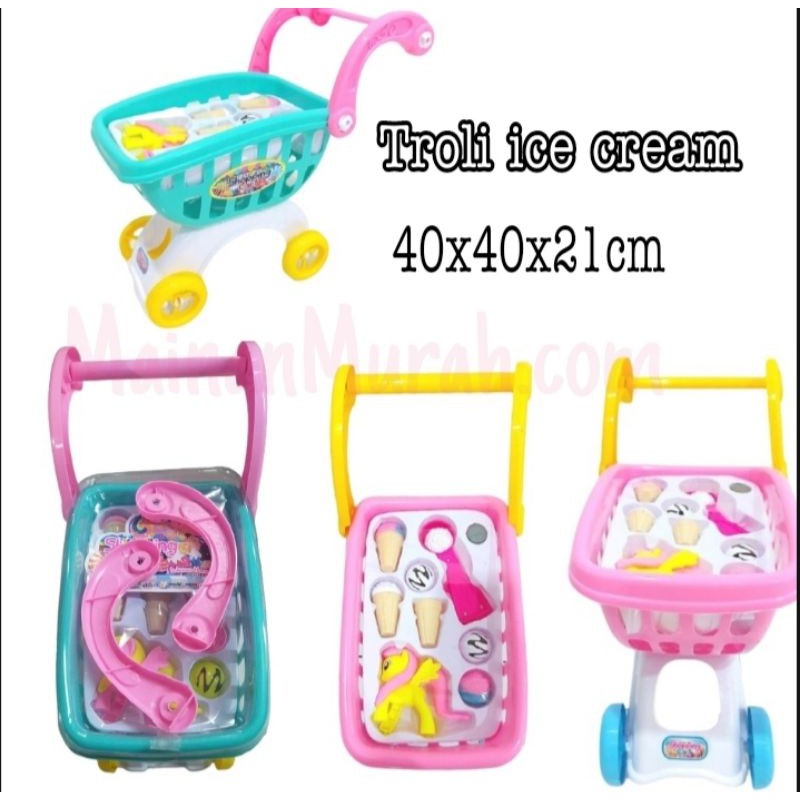 Mainan Troli Ice Cream Besar,,Mainan Anak Perempuan Keranjang Es krim,Gerobak Es Krim ,Mainan Murah