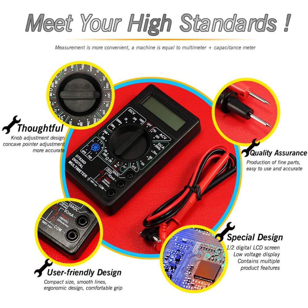 Multitester Buzer Multimeter Digital LCD DT830D Avometer Digital Siap Pakai