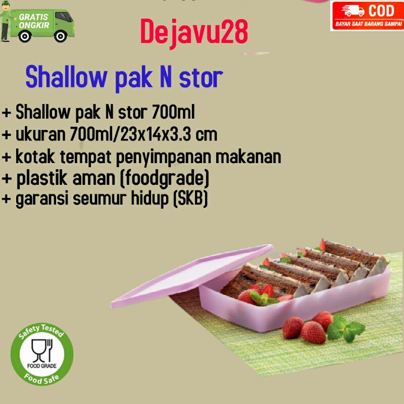 Shallow pak n stor 700ml wadah kotak tempat penyimpanan makanan plastik foodgrade murah