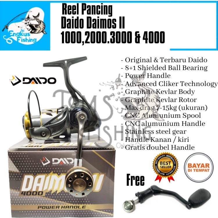 Reel Pancing Terbaru Daido Daimos 2 II 1000 (8+1 Bearing) Murah Original - Engkus Fishing