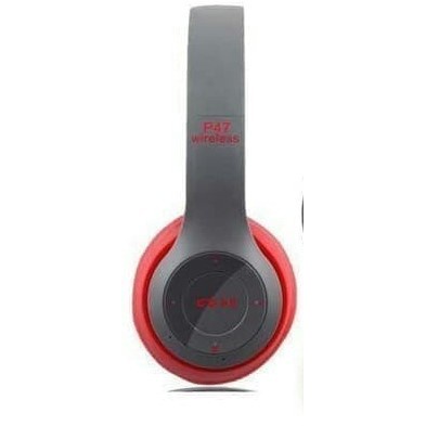 HEADPHONE BLUETOOTH P47 Pro Pure Bass / Headset Bluetooth Gaming pugb for gamers Y08-Merah