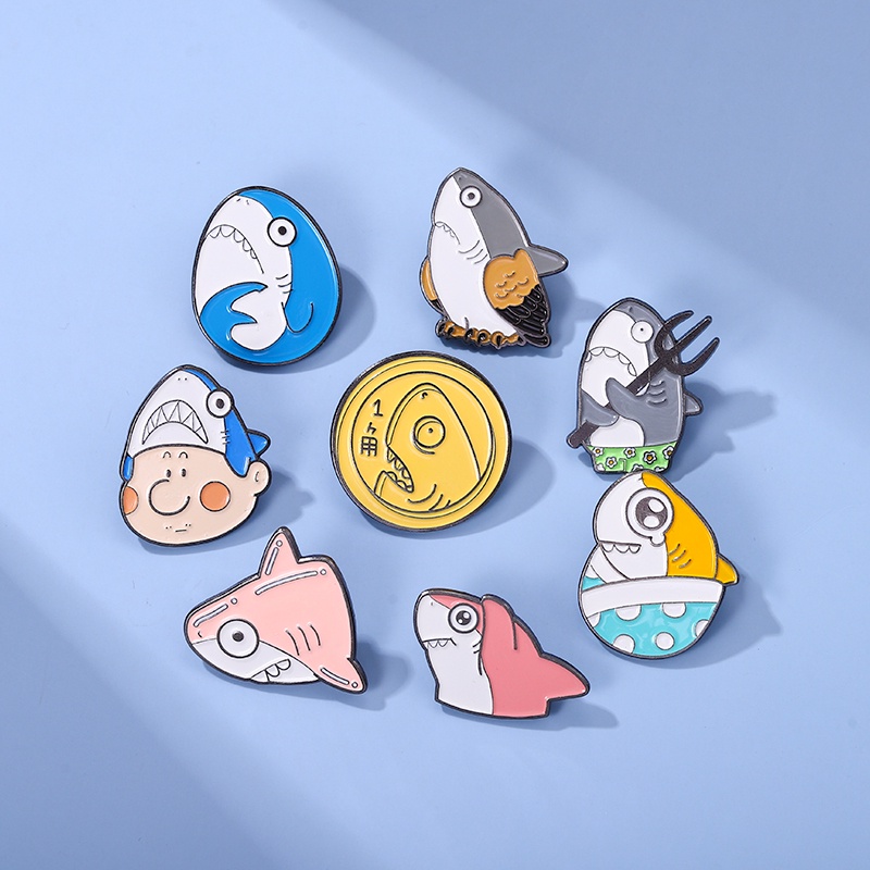 Bros Pin Enamel Bentuk Baby Shark 8 Gaya Untuk Aksesoris Pakaian