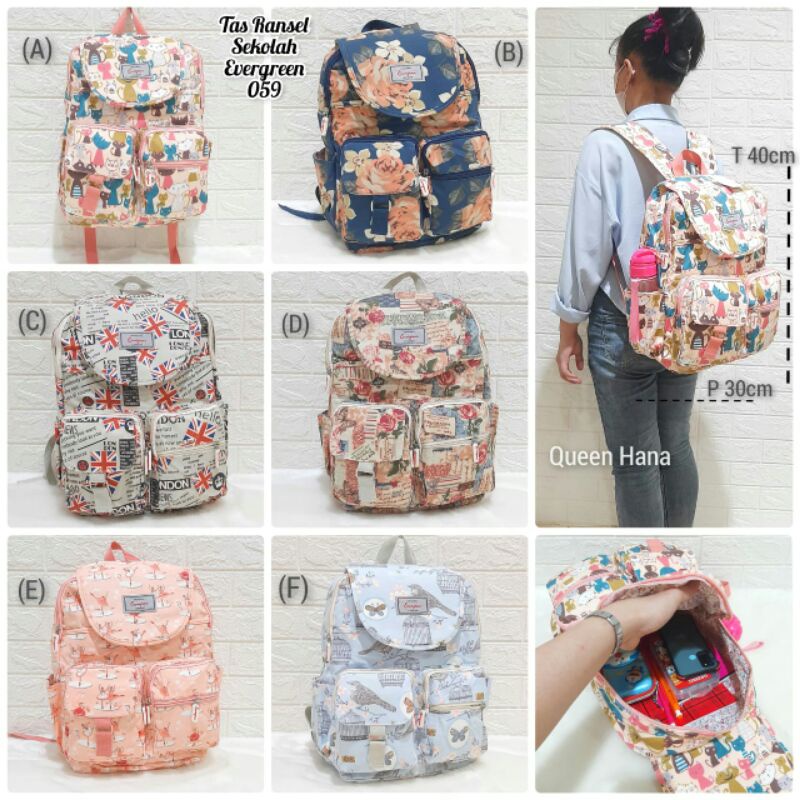 New Tas Ransel Sekolah Remaja Evergreen Tas Anak Cewe