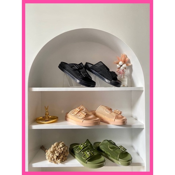 CHARLES & KEITH (CK) - 392 BLACK, NUDE, GREEN (SANDAL) WANITA