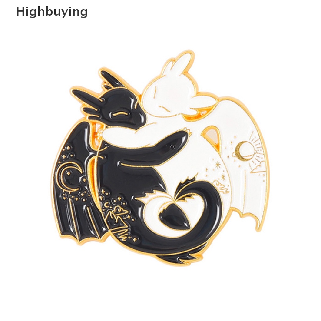 Hbid Bros Pin Enamel Desain Kucing / Rusa / Koi Keberuntungan Warna Hitam Gaya Punk