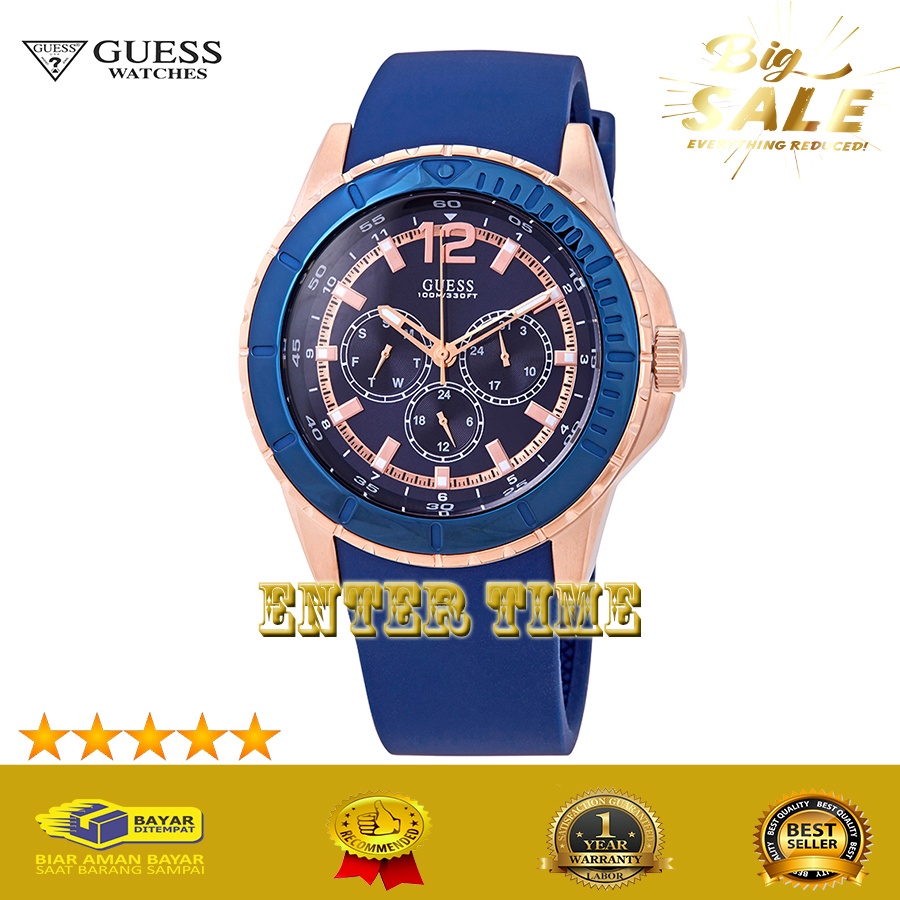 BIG SALE  JAM TANGAN KASUAL PRIA TERBARU MERK GUESS W0485G1 RUBBER STRAP JAM TANGAN PRIA BRANDED GAR
