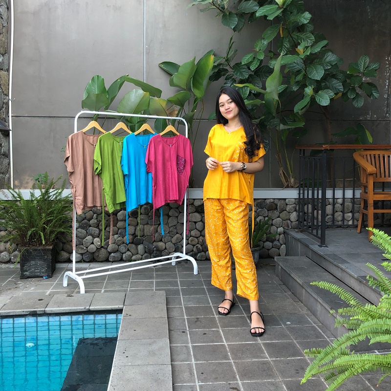 Set CP Piyama Pajamas Setelan BAJU TIDUR BUSUI Ibu Hamil Lengan Pendek Panjang- JUMBO Katun Rayon Vi