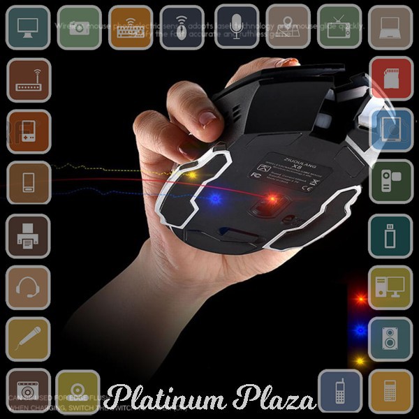 Free Wolf Wireless Gaming Mouse LED Light 1800 DPI - X8 - Black`YD2W35-