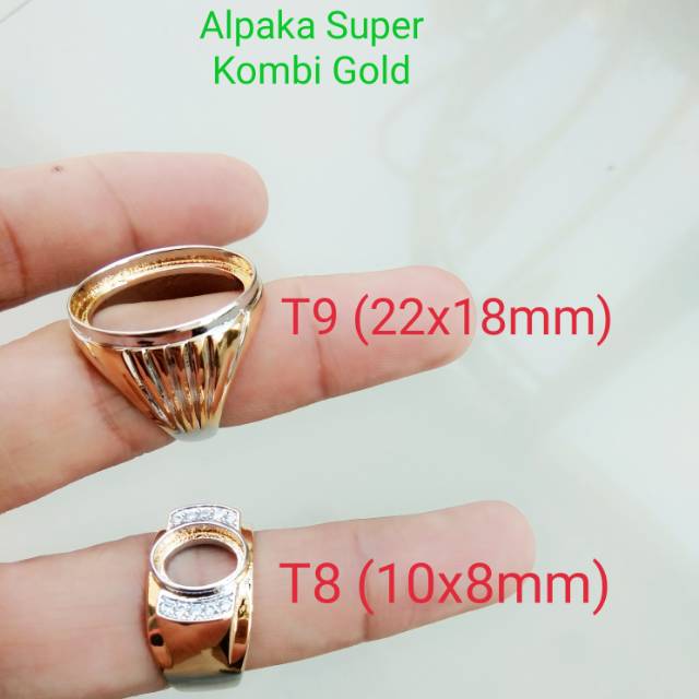 Ring cincin alpaka super kombi gold impor 4