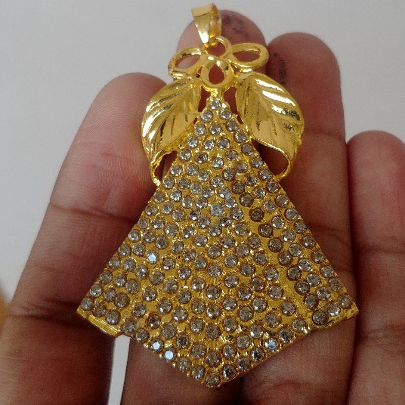 Liontin Daun Salak Besar Mata Minyak Lapis Emas Gold Plated