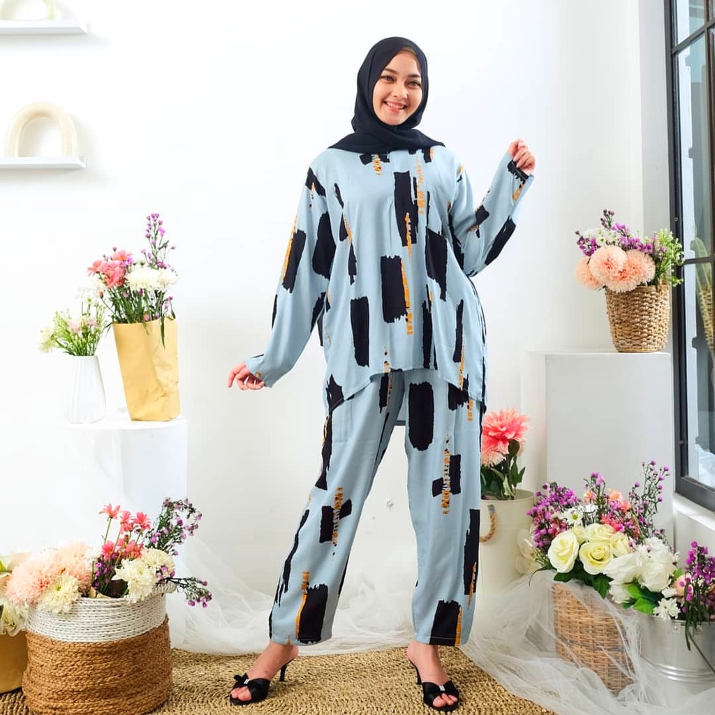 PIYAMA JUMBO LD 120 Rayon Premium One Set Pajamas / Sleepwear Daily Set-Khai 23