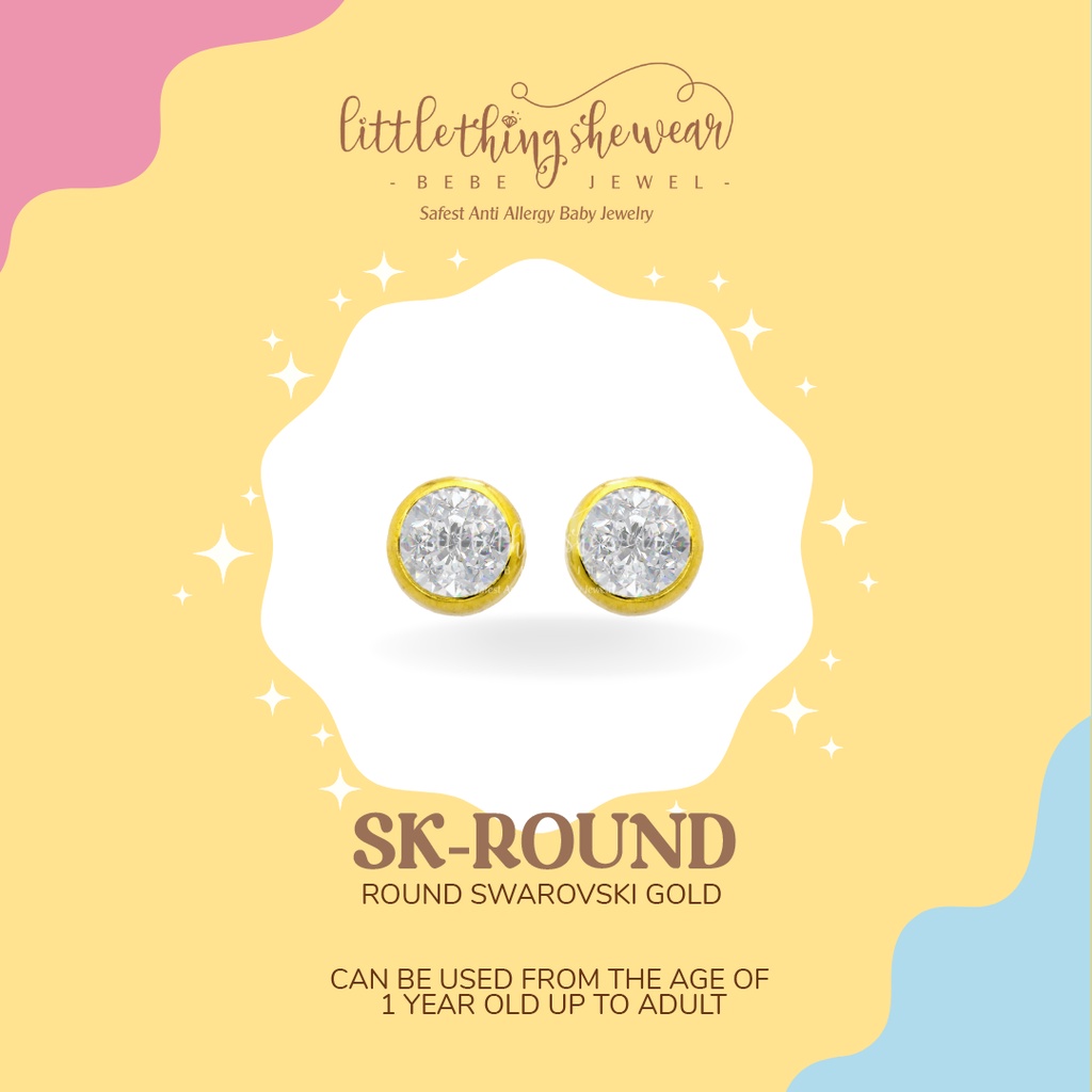 Anting Anak Littlethingshewear Round Swarovski Gold Toddler SK-ROUND 0,5gr