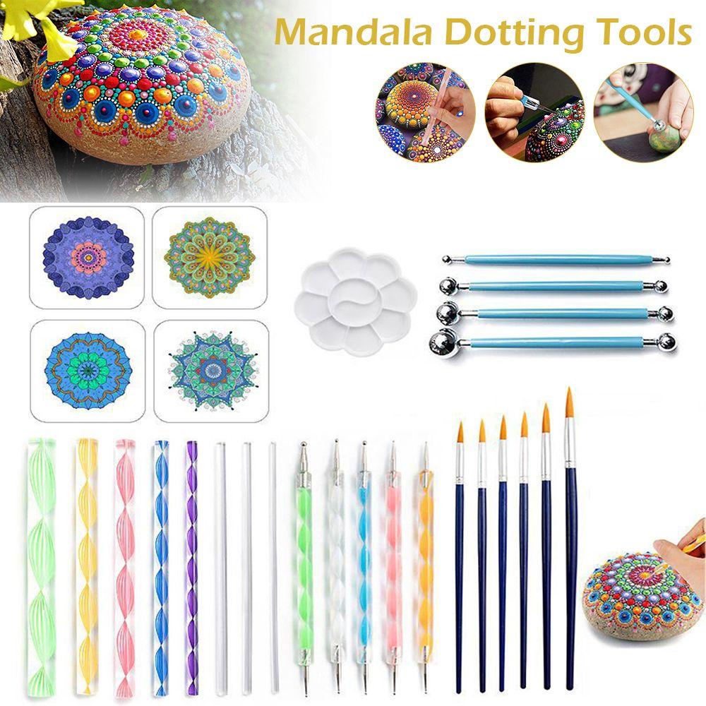 28pcs / set Pen Dotting Mandala Untuk Kerajinan Tanah Liat