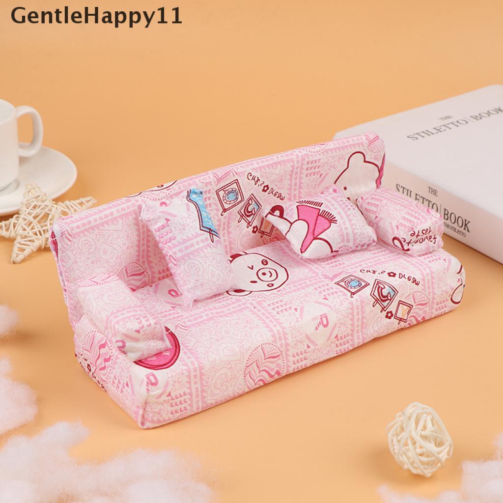 Gentlehappy Mainan Miniatur sofa Motif Bunga + 2 Bantal Untuk Aksesoris Rumah Boneka