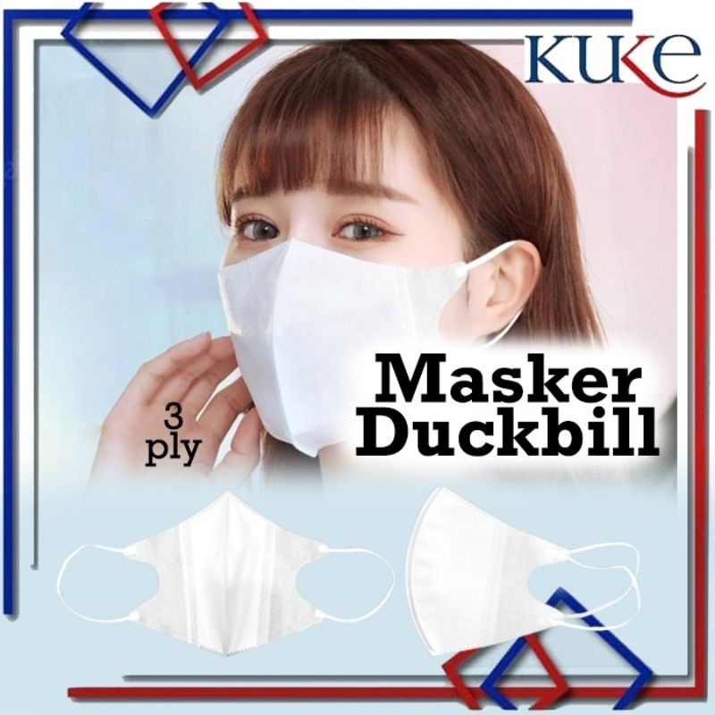 P2 Masker Duckbill | Face Mask Earloop Putih Hitam 3ply 3 Filter