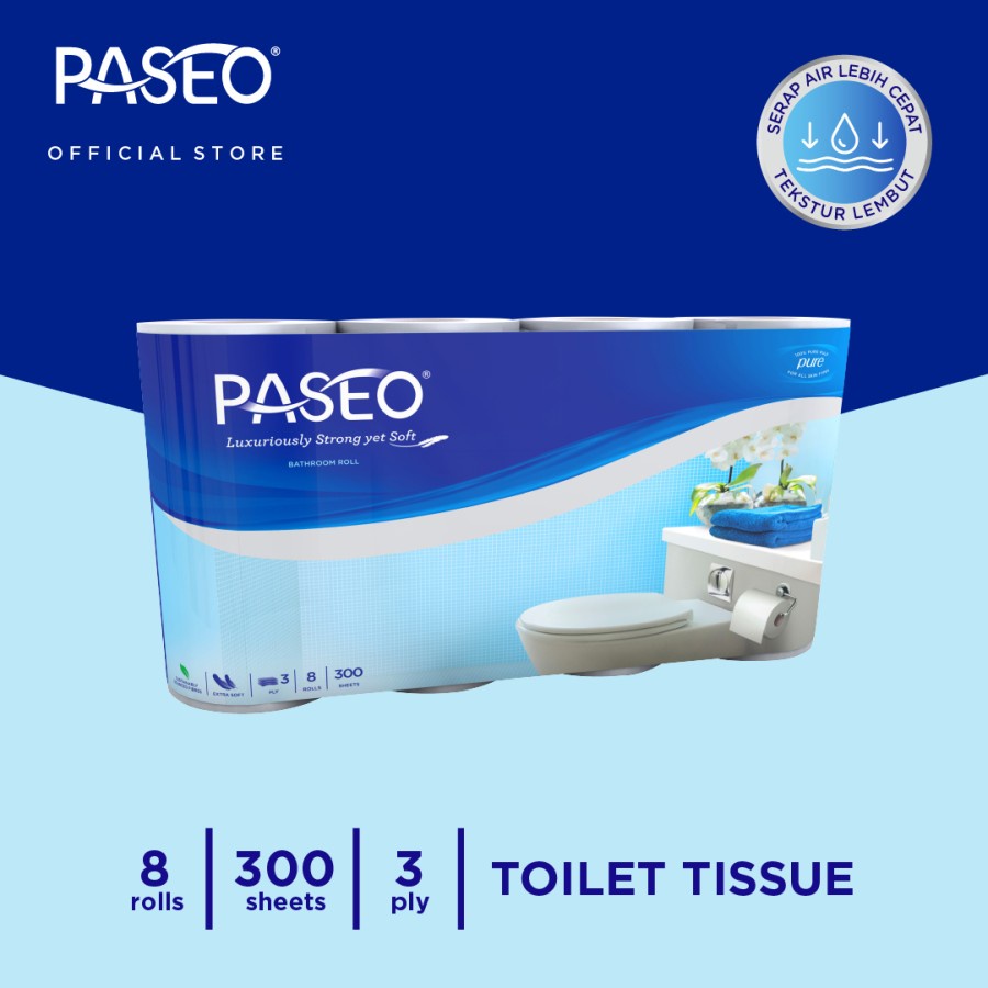 Toilet Roll Tissue Paseo isi 8 Rol / Tisu gulung Bathroom Luxuriously