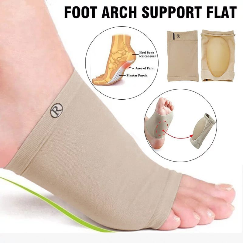 1 Pasang Foot Arch Support Bahan Kain Halus Lembut / Insole Kaki Datar Silicone Premium