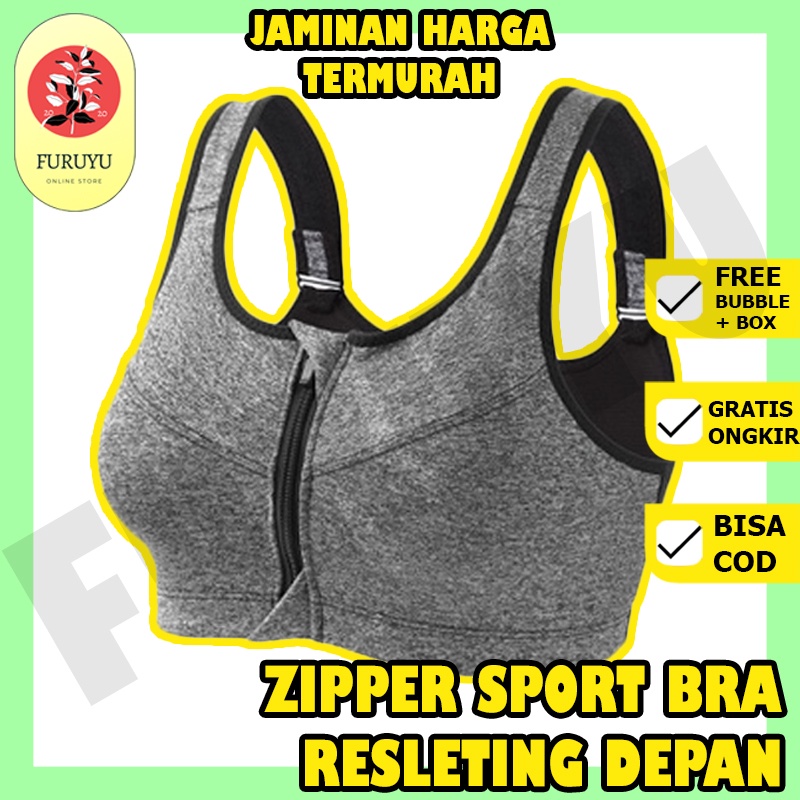 Sport Bra BH Senam Yoga BH GYM Fitness Olahraga Bra Zipper Resleting Depan Pakaian Dalam Wanita