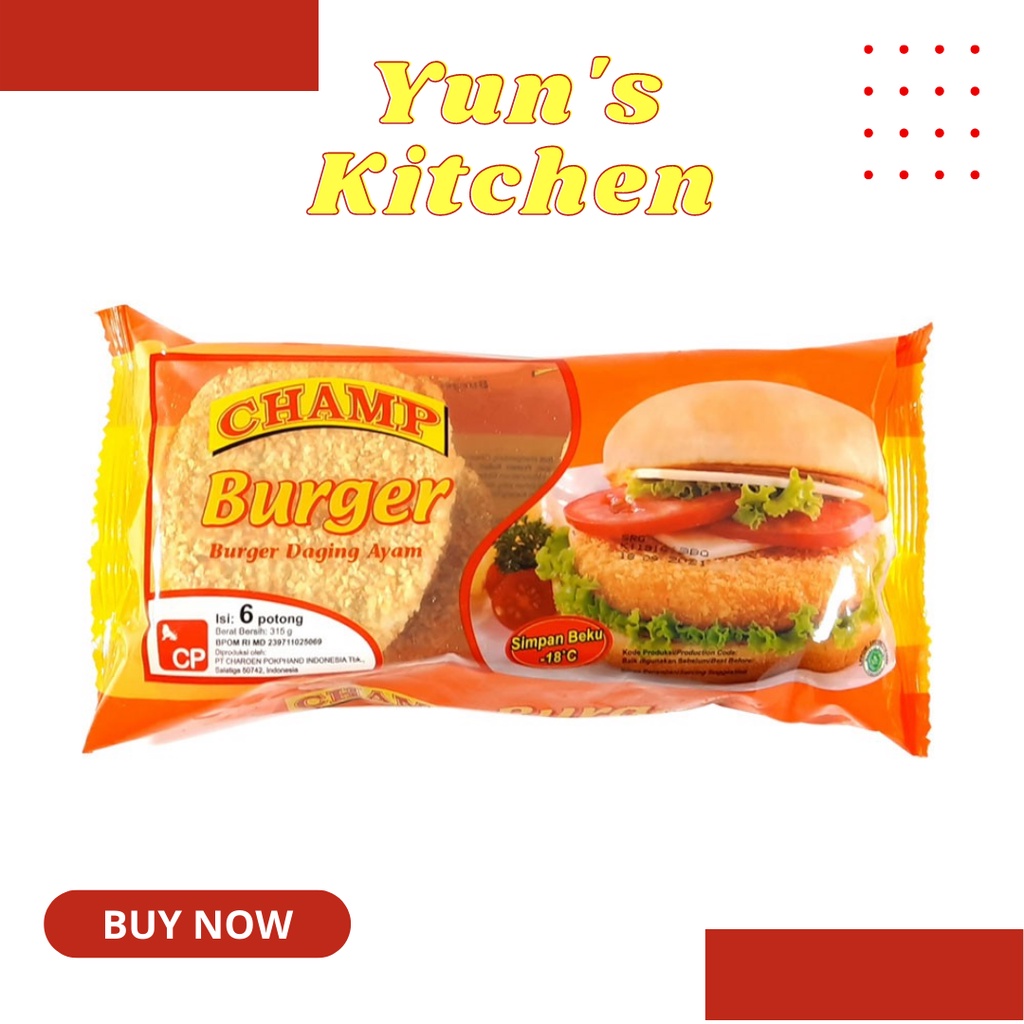 

Champ Chicken Burger 315 gr - Isian Burger Ayam - Frozen Food