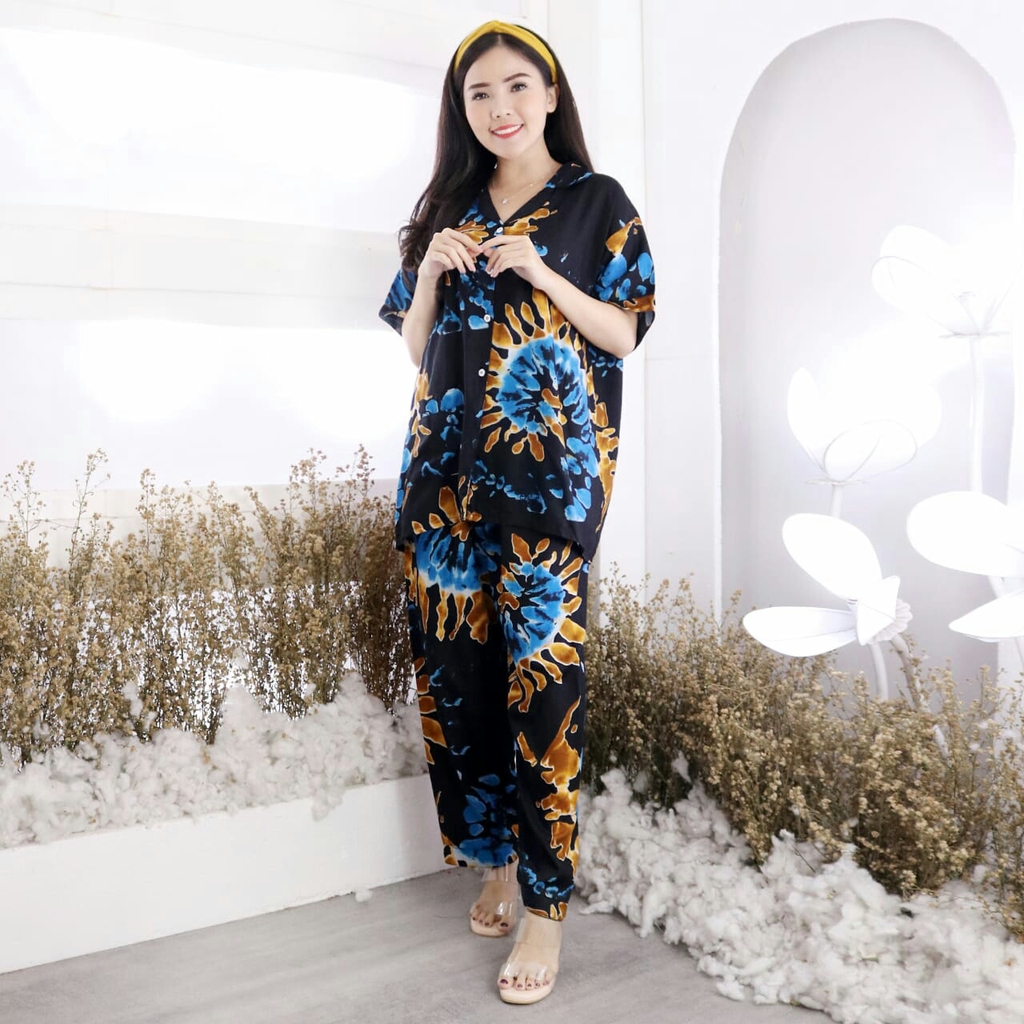 Piyama Tie Dye CP HP PP Elvi Bahan Rayon Piyama Jumbo