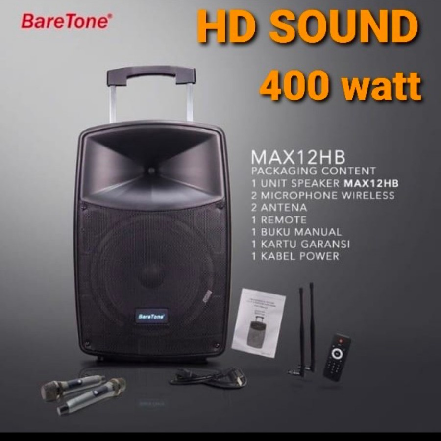 speaker wireless baretone max12 hb max12hb max 12hb cek bonusnya