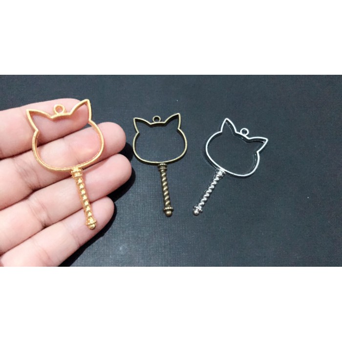 bezel kucing cat bezel open back cameo blank bingkai resin