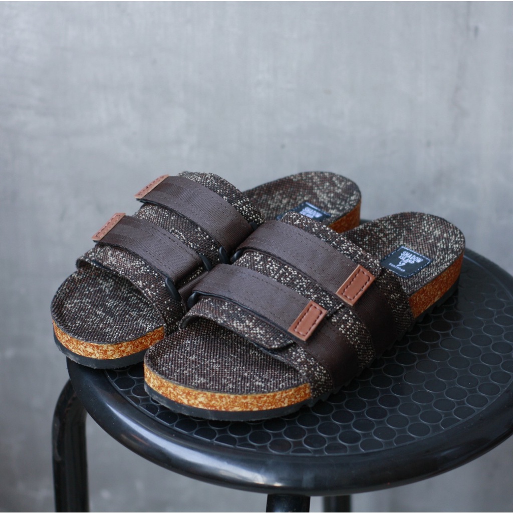 KOSKHA BROWN - Sendal Slide Pria Sandal Slide Flip Flop Selop Pria Wanita Kasual Simple Santai