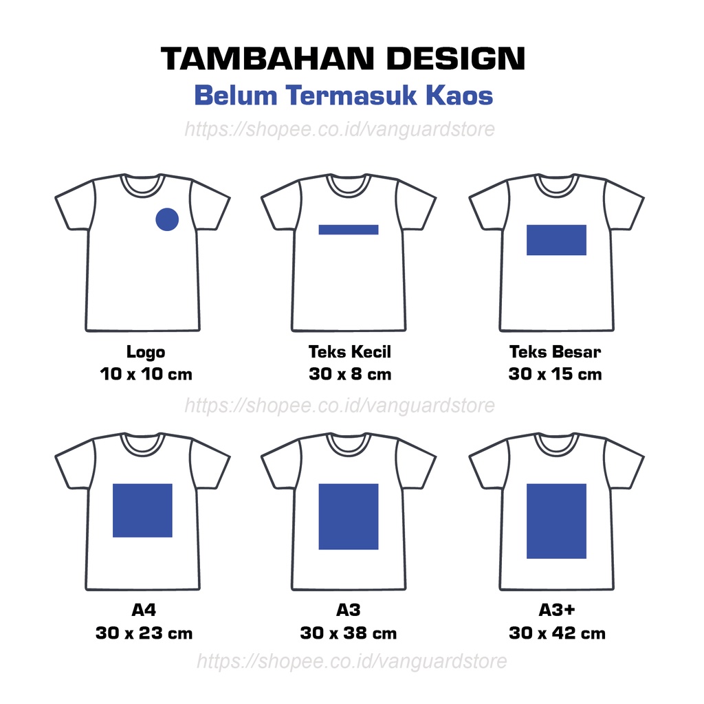 TAMBAHAN CETAK KAOS CUSTOM DESIGN - BELUM TERMASUK KAOS