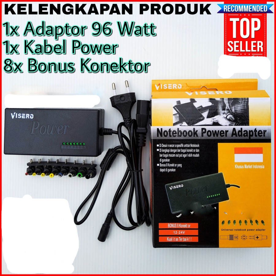 VISERO adaptor laptop POWER ADAPTER Charger Universal 12-24V 96W