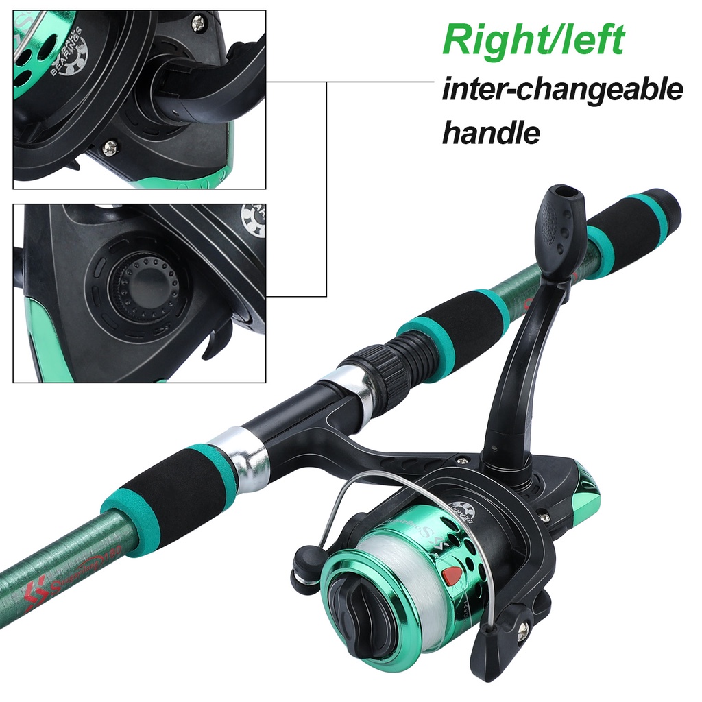 Sougayilang 1.8M 6 Bagian Spinning Fishing Rod Reel Set Fiber Glass Telescopic untuk Air Tawar Anak-anak Fishing pancingan set lengkap