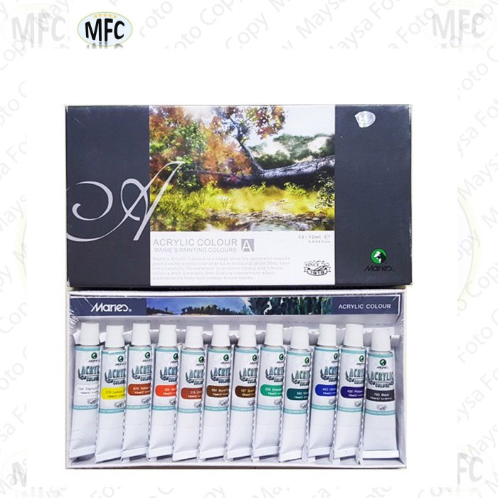 

Terlaris Cat Acrylic Maries Color 12 Warna Limited