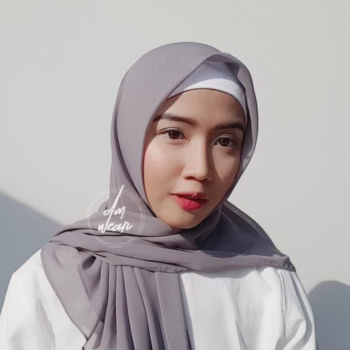 PROMO AGUSTUS HIJAB POLYCOTTON JILBAB POTON SQUARE SEGI EMPAT ABU MUDA KUALITAS TERBAIK