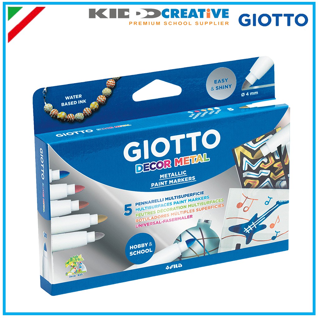 

GIOTTO DECOR METAL FIBRE PENS, 5 COLS