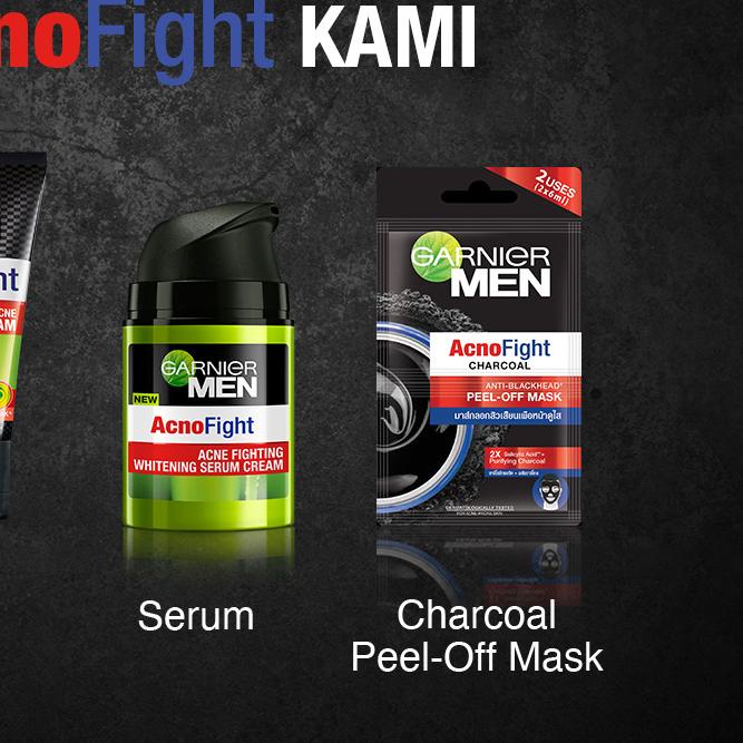 ➮ Garnier Men Acno Fight Acne Fighting Brightening Serum Cream Skin Care - 40 ml (Serum Wajah Pria) 