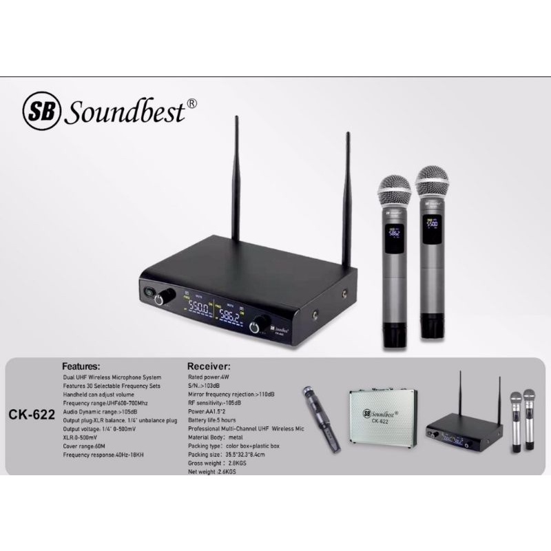 Mic Wireless Soundbest Ck622 Soundbest CK 622 Bisa Ganti Frequency Bonus Koper