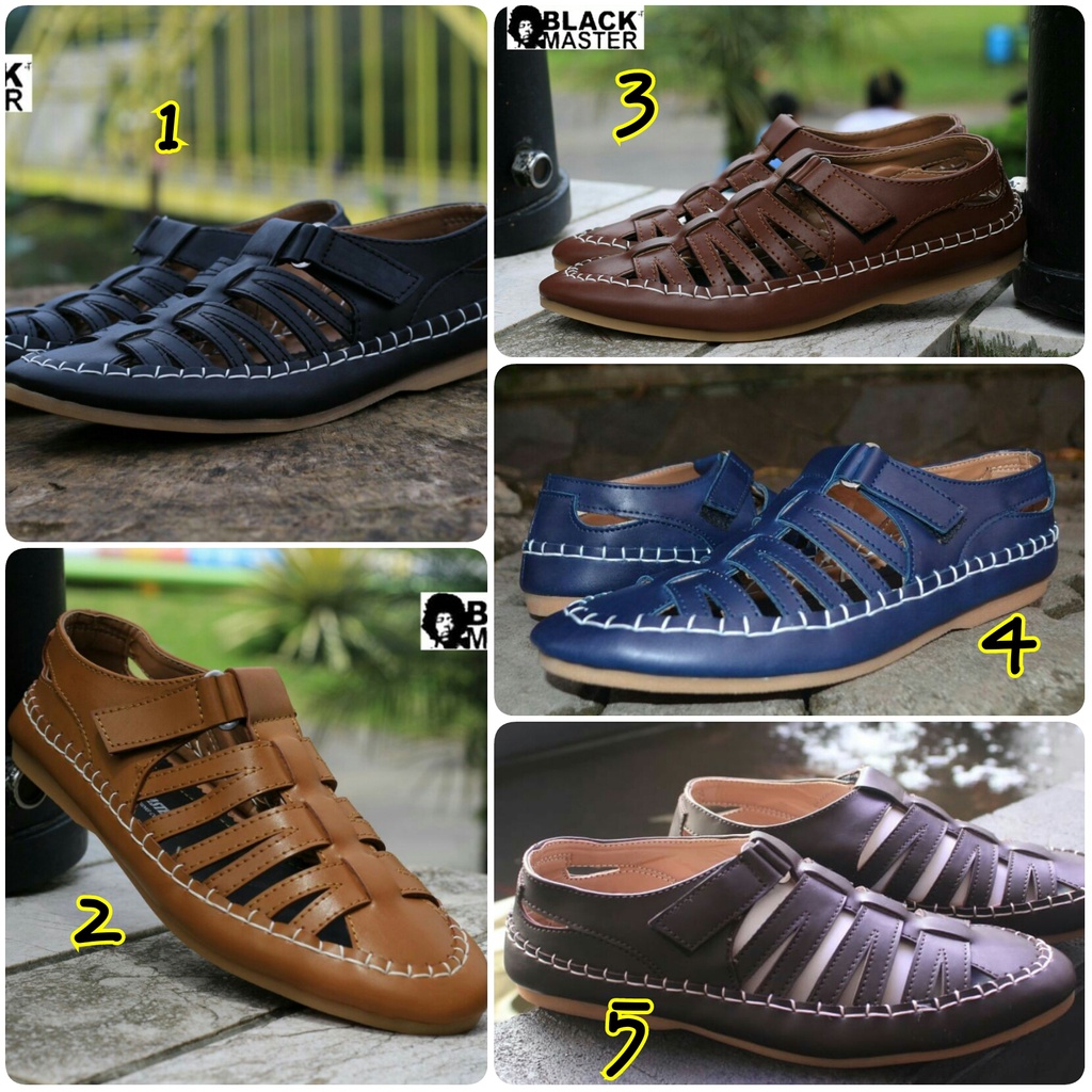 Sepatu Sandal Kulit Black Master Borongsong Original