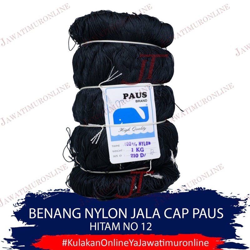 Benang Jahit Jala cap PAUS No 12 Hitam - Benang Jala