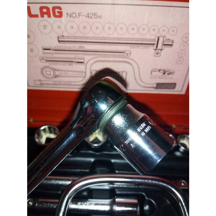 DMST | FLAG Kunci Sock Set 1/2" F425-METRIC Socket Wrench JAPAN