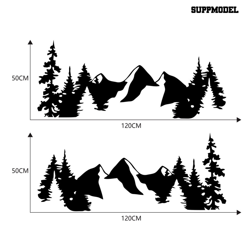 Car 2Pcs Stiker Motif Gunung Bahan PVC Anti Air Untuk Dekorasi Jendela / Pintu Mobil