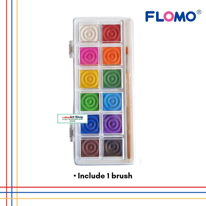 Flomo Watercolour Set Paint 12 Colour - Cat air Flomo