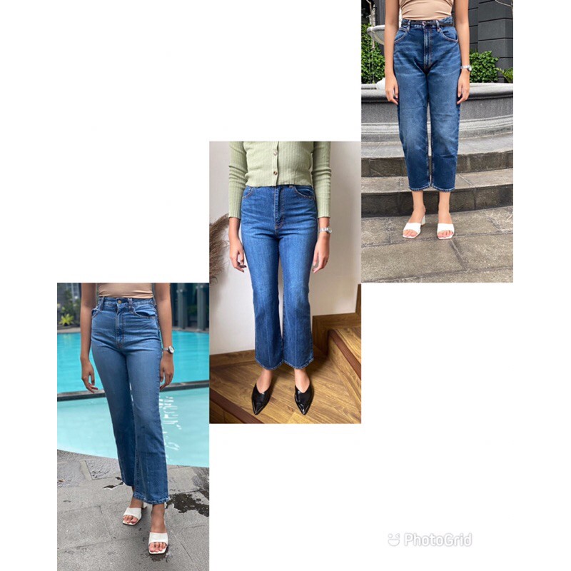 GU by UNIQLO  flare jeans  mom jeans  Shopee Indonesia