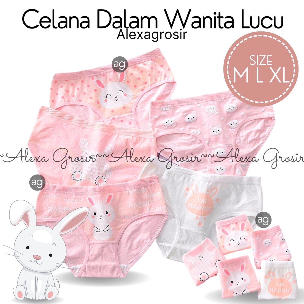 Celana dalam  wanita Rabbit kelinci Underware Daleman cewek import  kualitas bagus Size M - ALEXAGROSIR