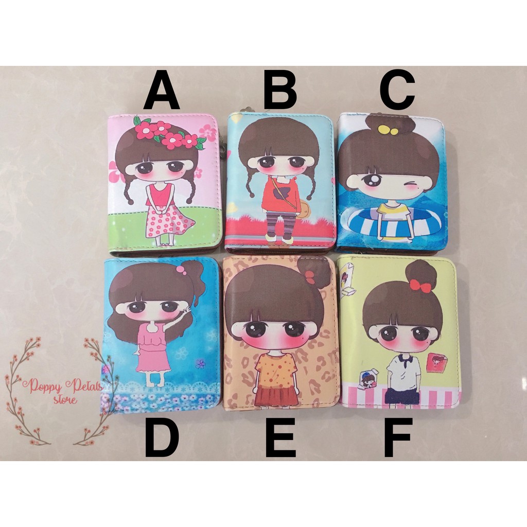 Dompet Pendek Anak Perempuan Wanita Impor Simple Polos Murah Cantik Lucu Chibi Kartun